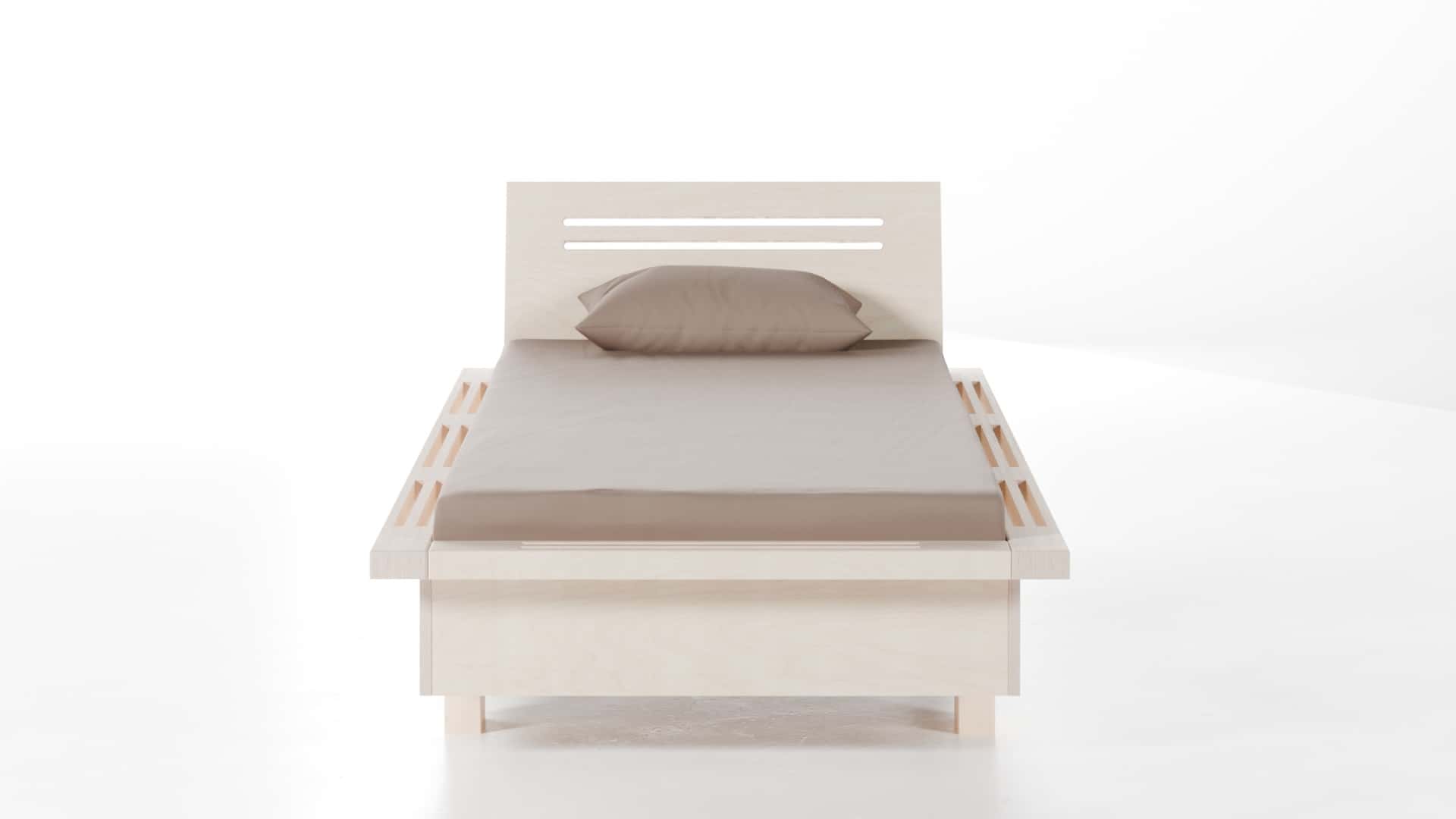 Bett Pagode Birke weiß lasiert 90x200 cm