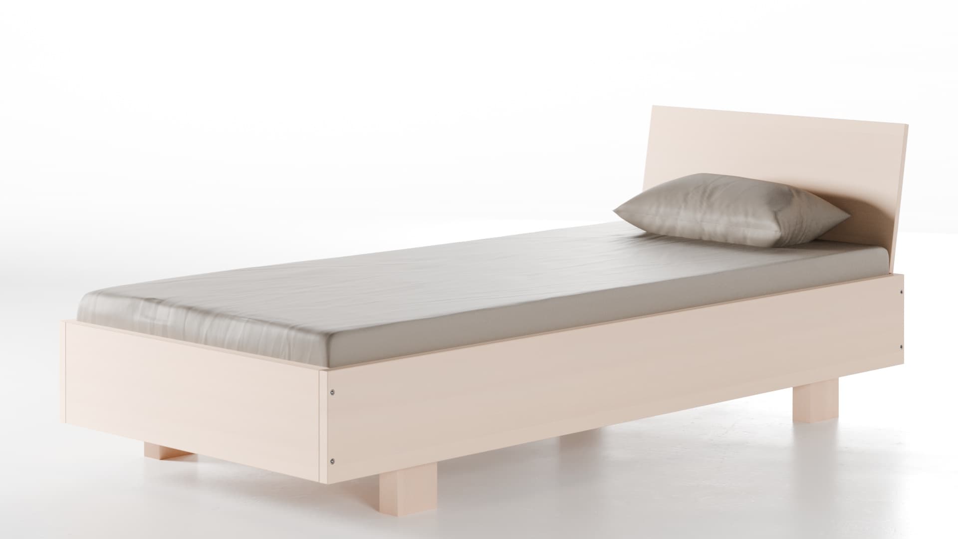 Massivholzbett München Buche weiß lasiert 90x200 cm