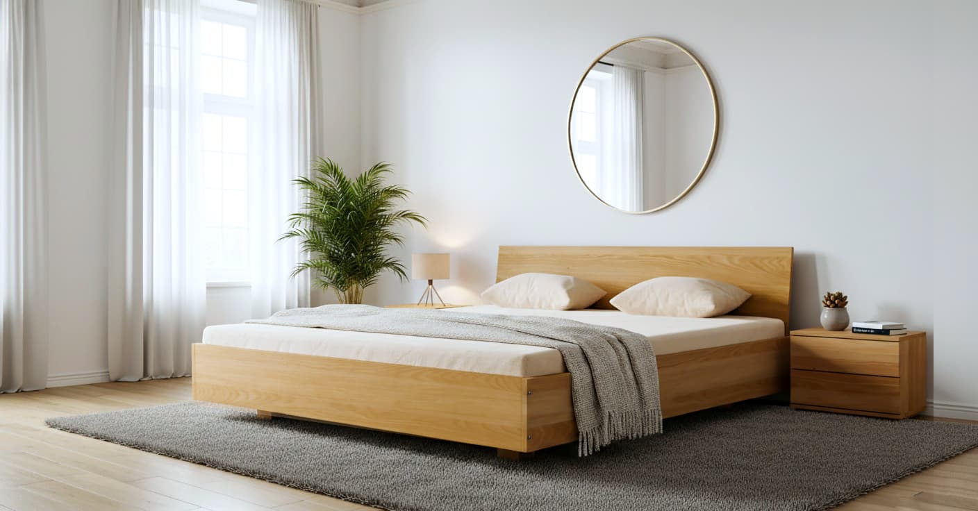 Massivholzbett München Eiche 180x200 cm mit Nachttischen