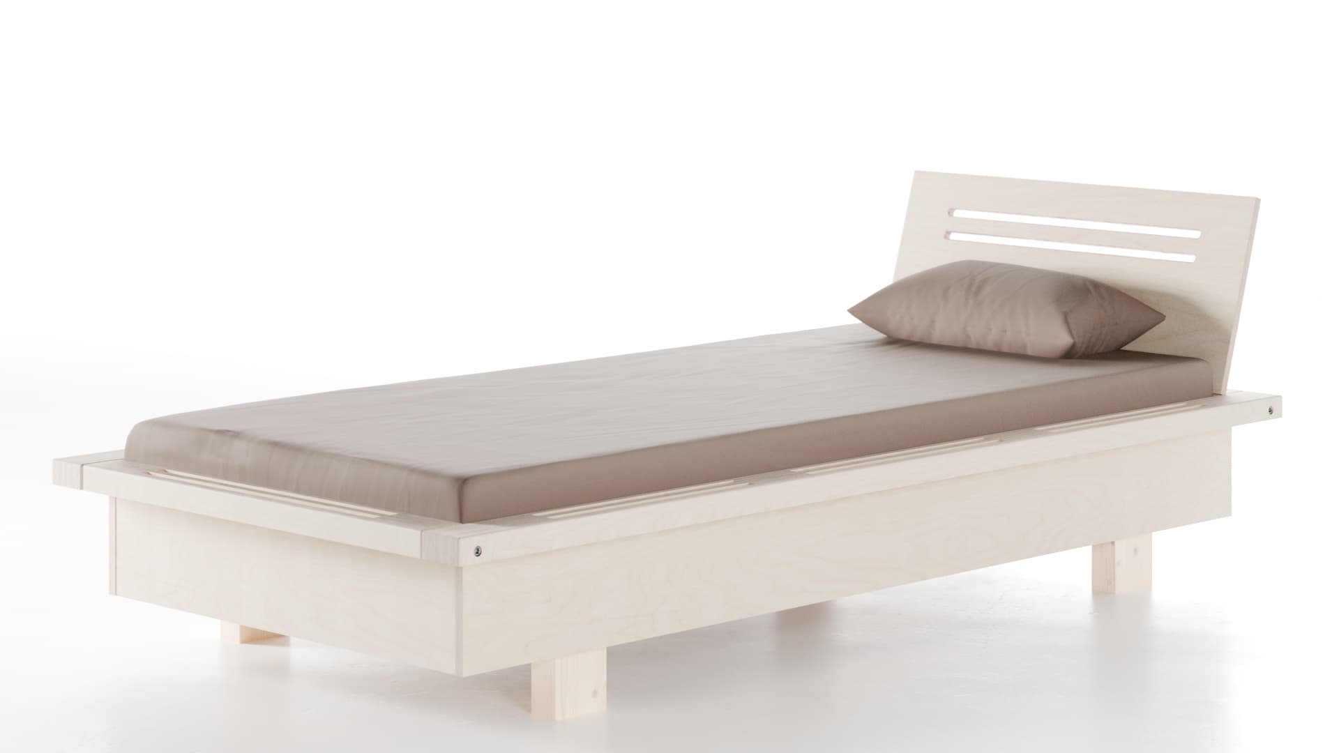 Bett Pagode Birke weiß lasiert 90x200 cm