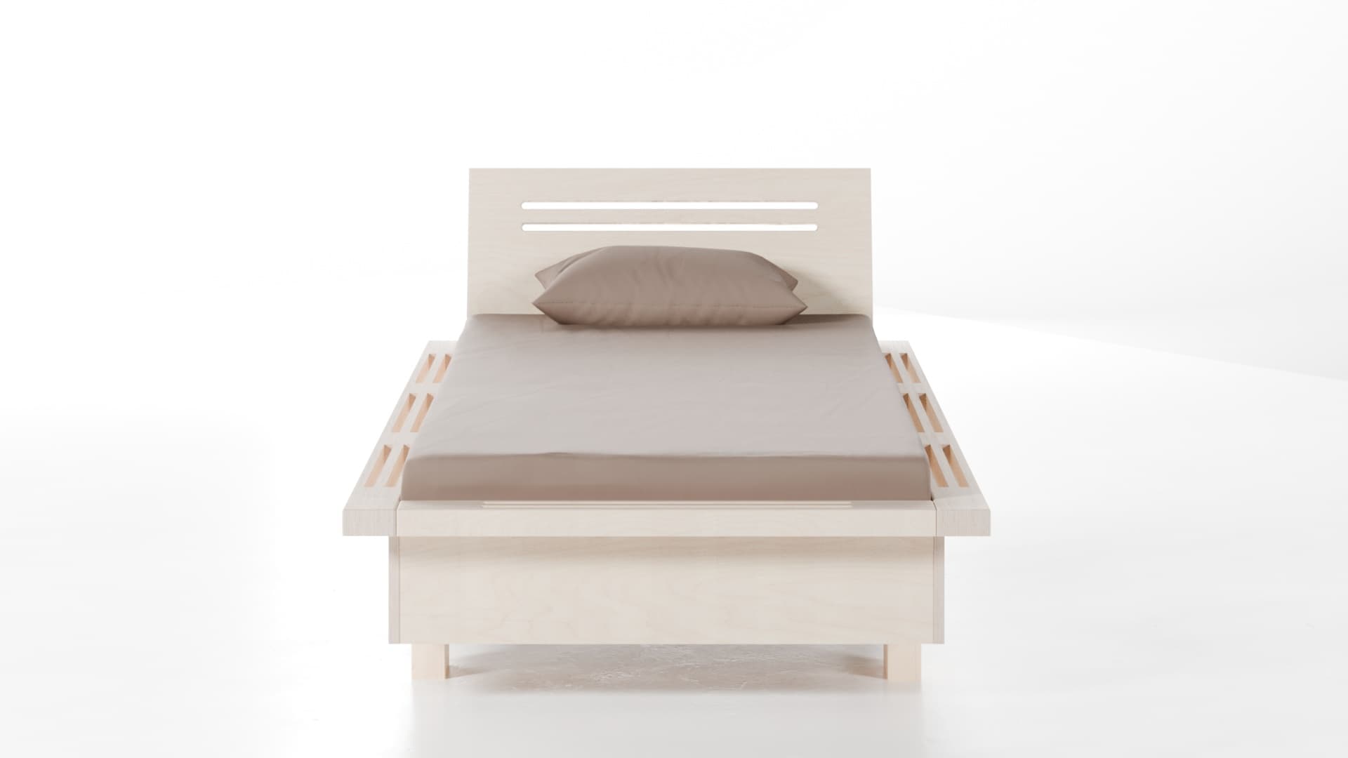 Bett Pagode Birke weiß lasiert 90x200 cm