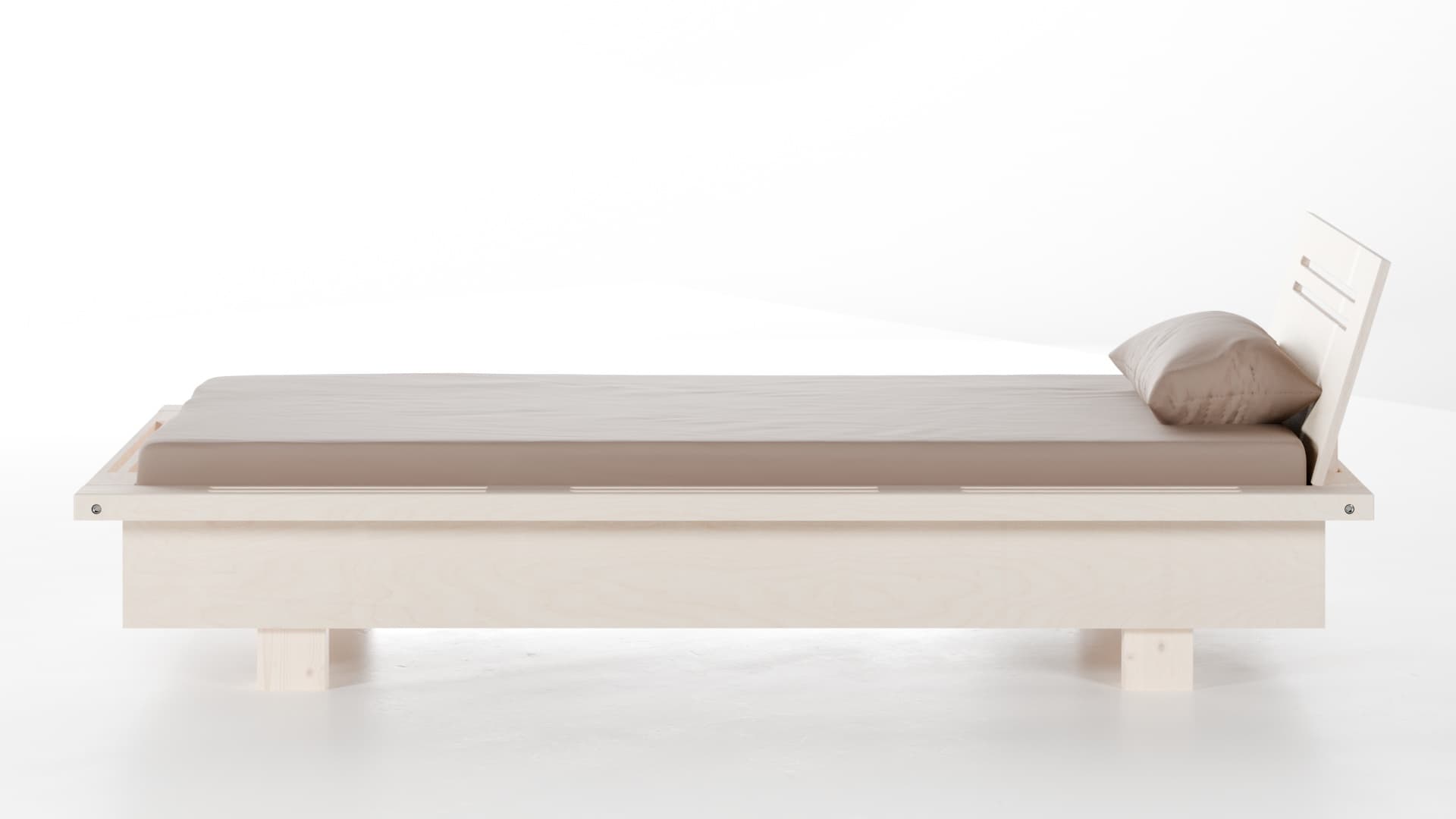 Bett Pagode Birke weiß lasiert 90x200 cm