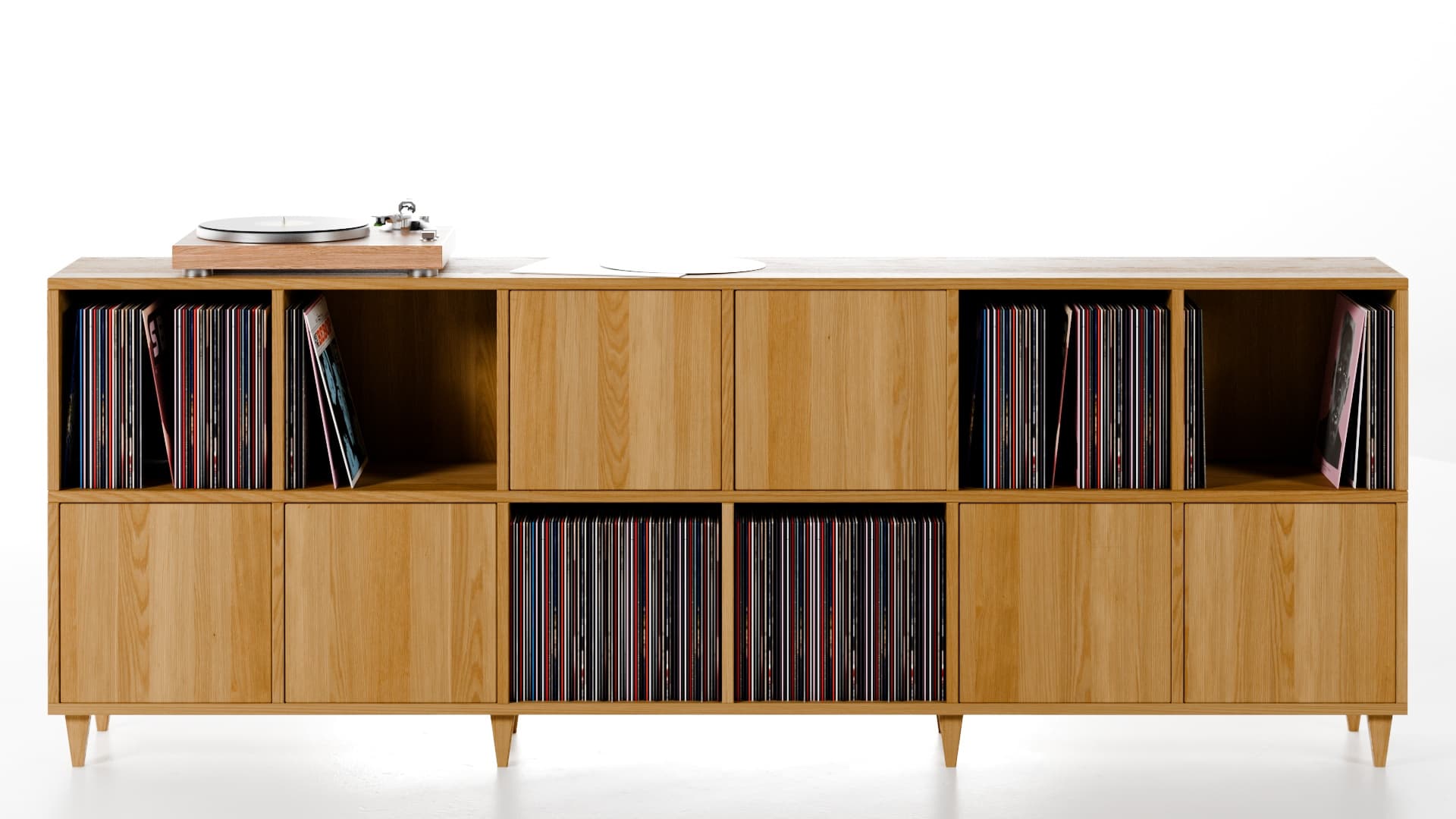 Schallplattenregal Eiche Massivholz