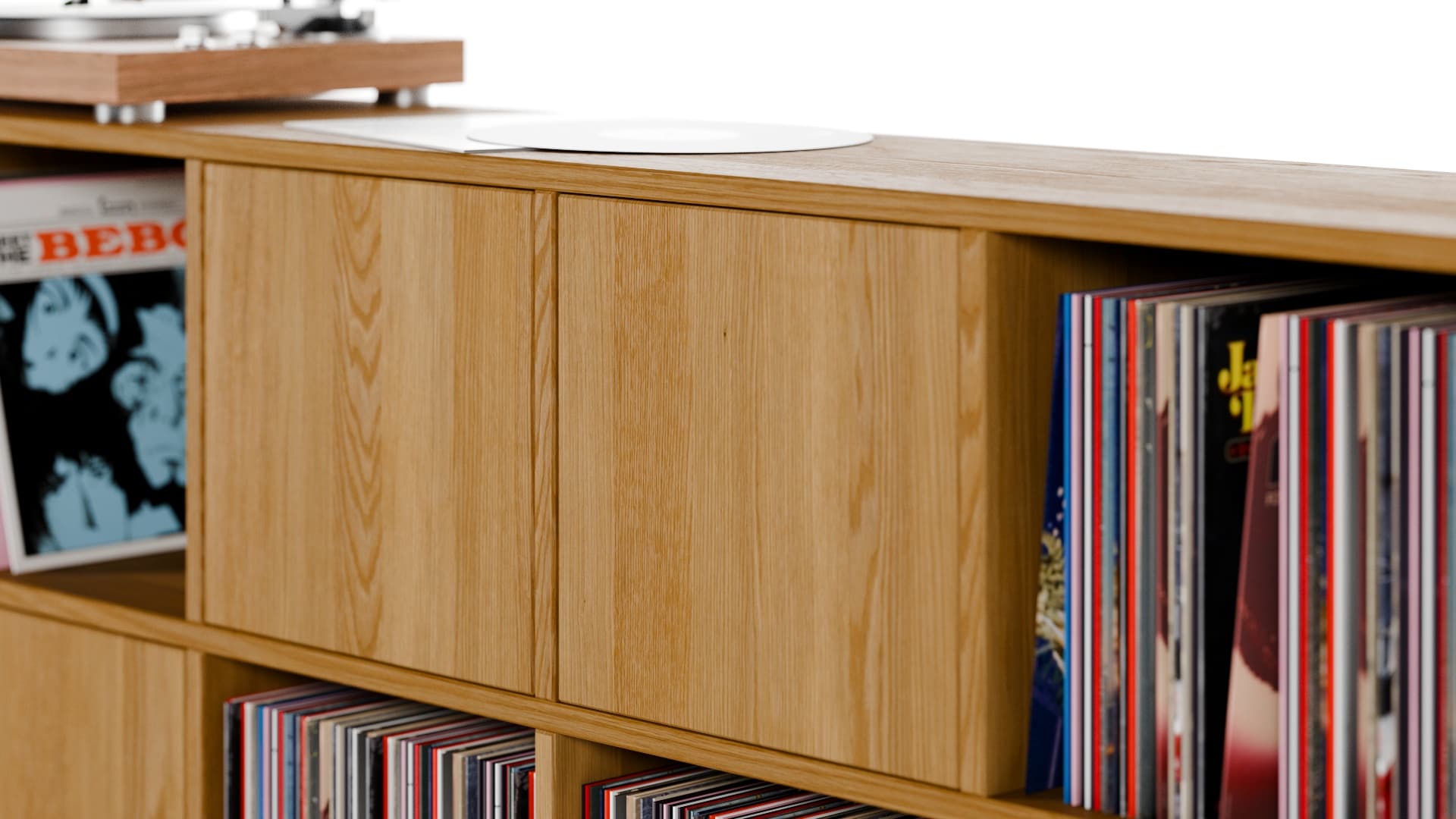 Schallplattenregal Eiche Massivholz