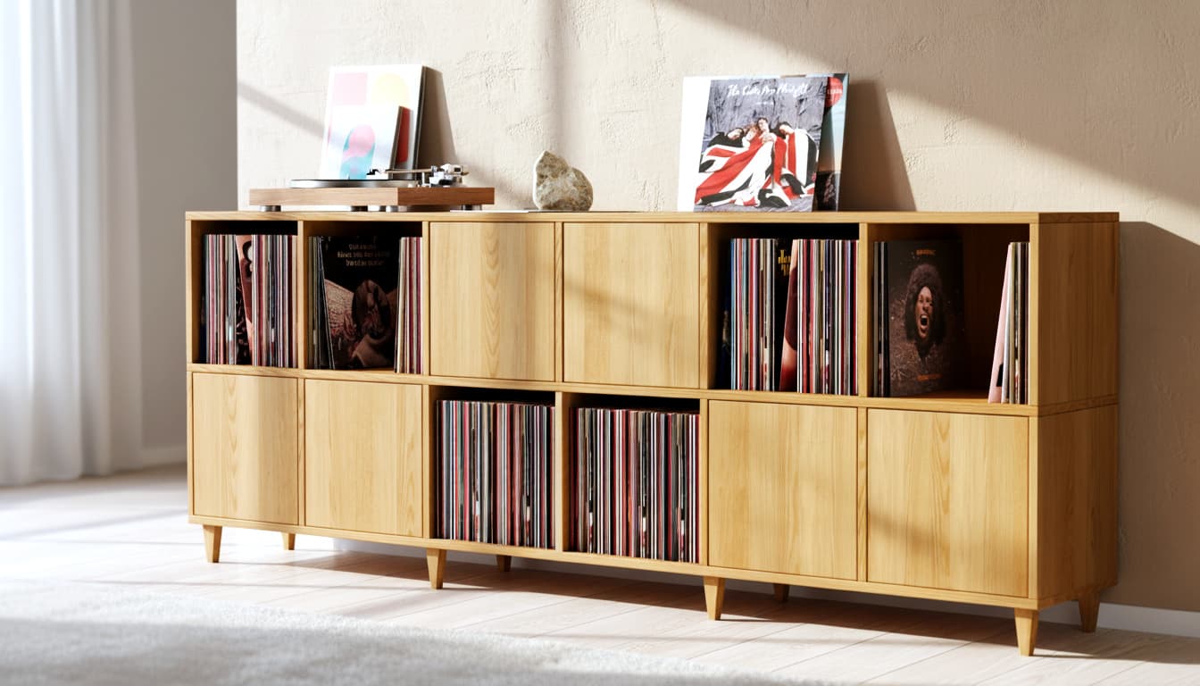 Schallplattenregal Eiche Massivholz