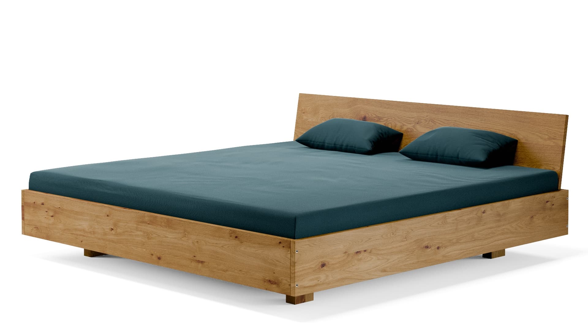 Dielenbett Wildeiche Massivholz 200x200 cm