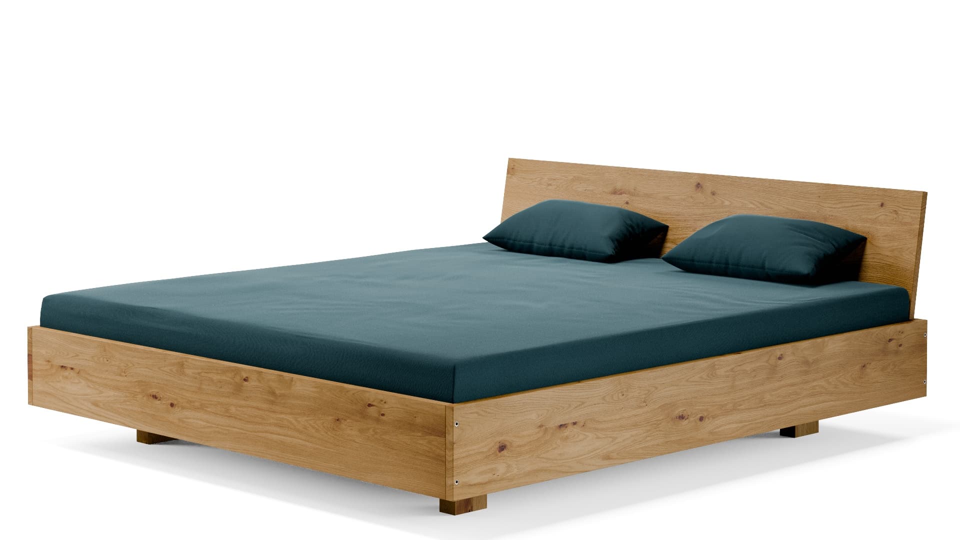 Dielenbett Wildeiche Massivholz 180x200 cm