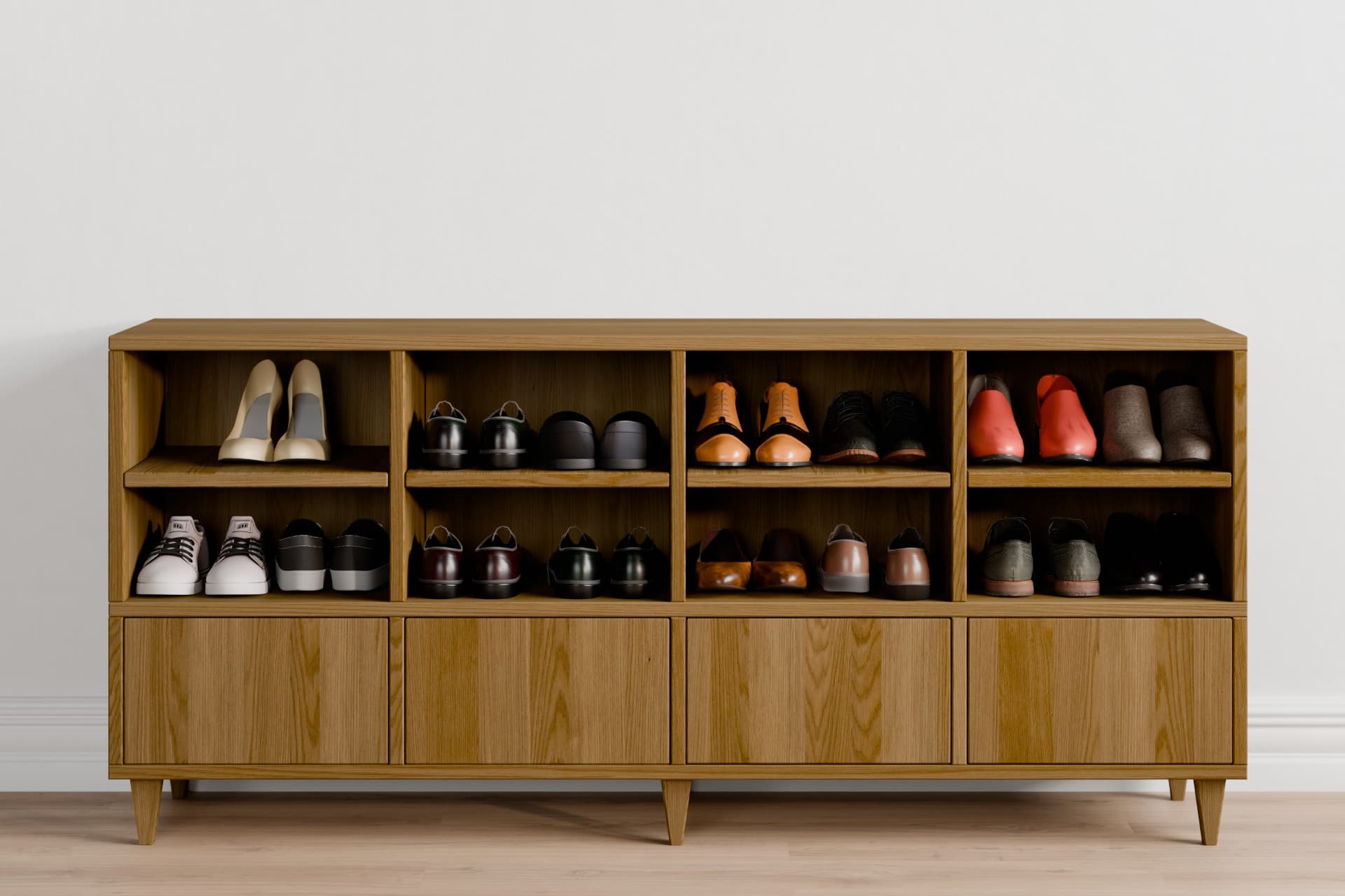 Schuhregal aus Eiche Massivholz