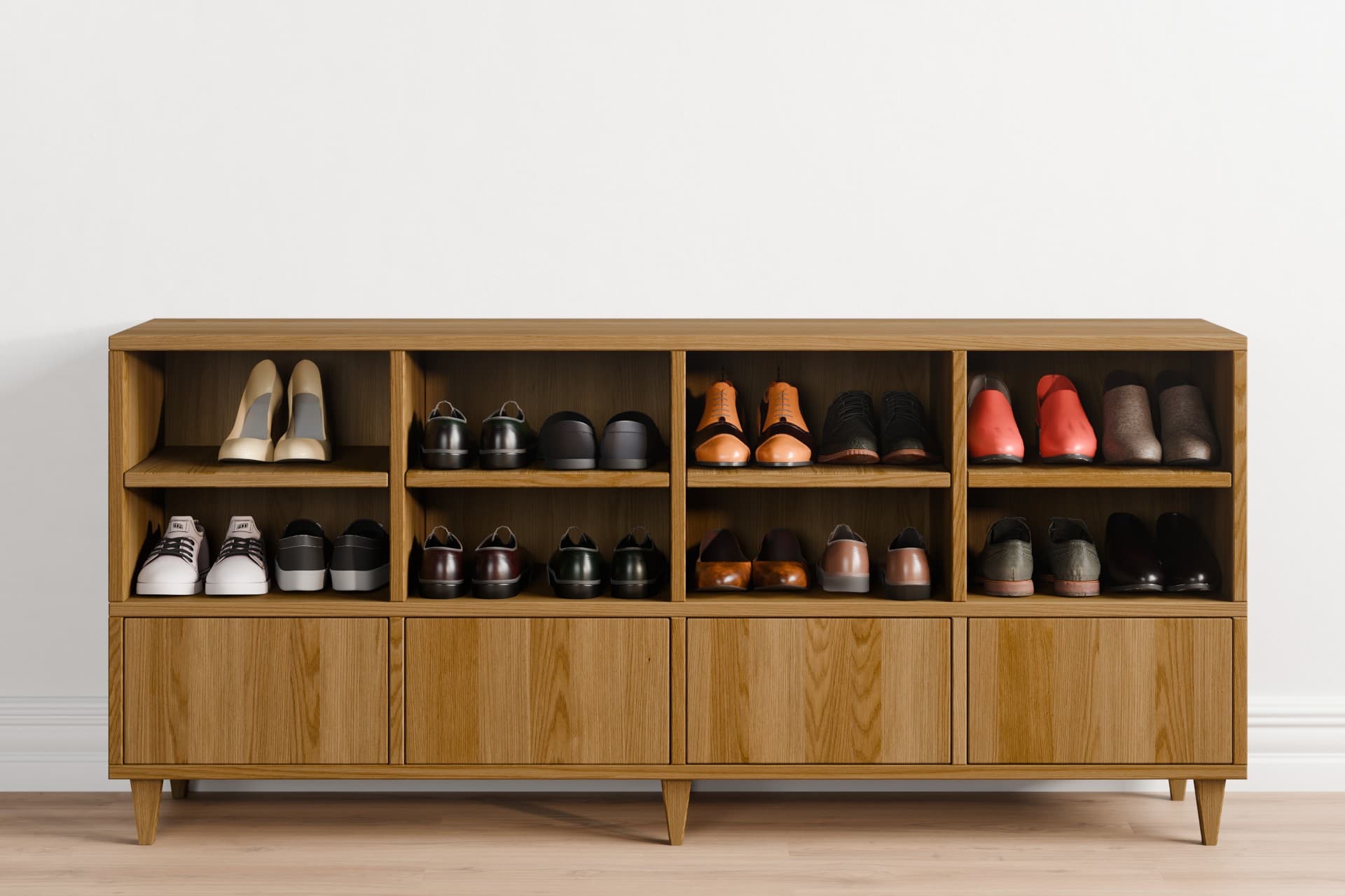 Schuhregal aus Eiche Massivholz