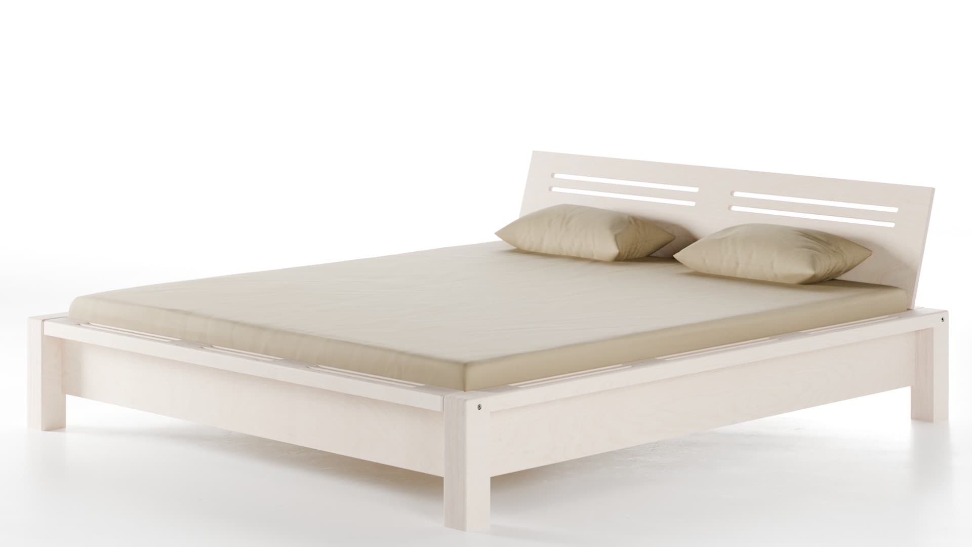 Bett Lamellenbett weiß lasiert 180x200 cm