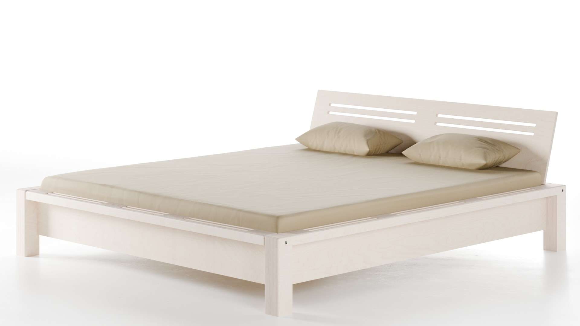 Bett Lamellenbett weiß lasiert 180x200 cm