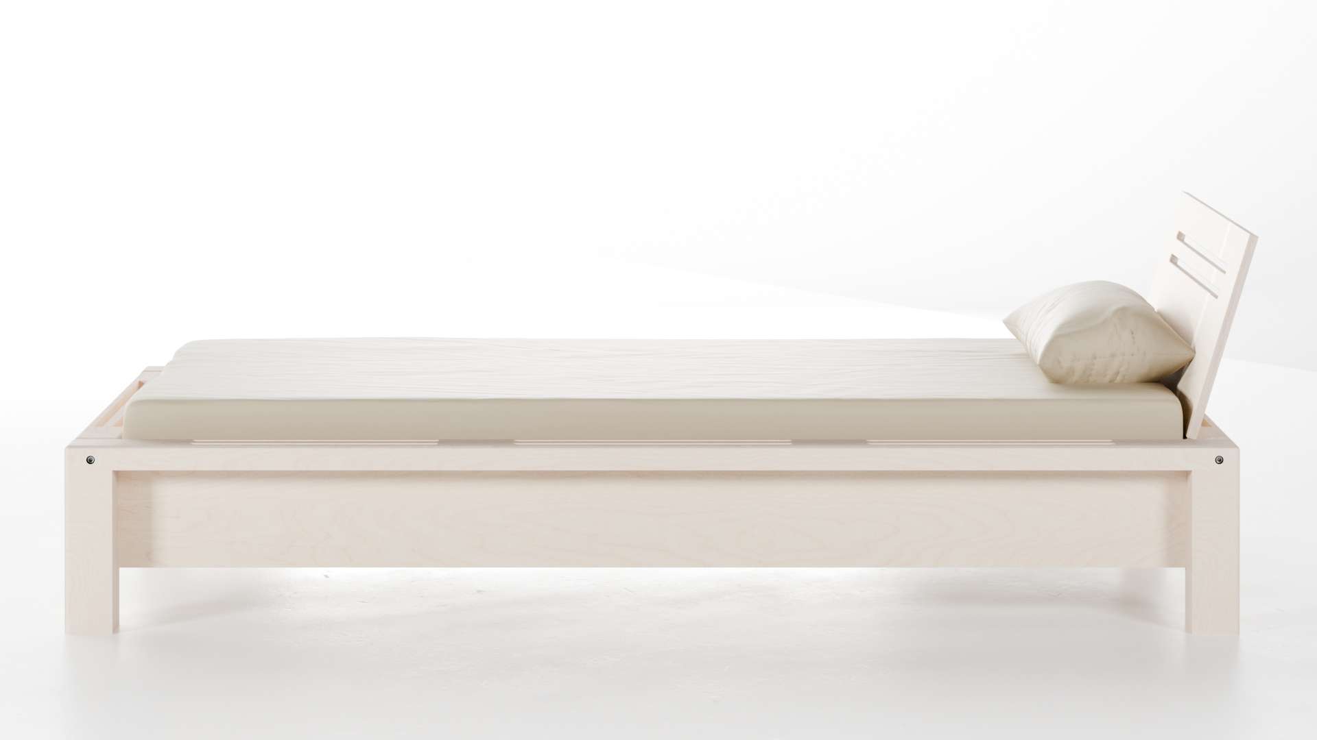 Bett Lamellenbett Birke Schichtholz weiß lasiert 90x200 cm