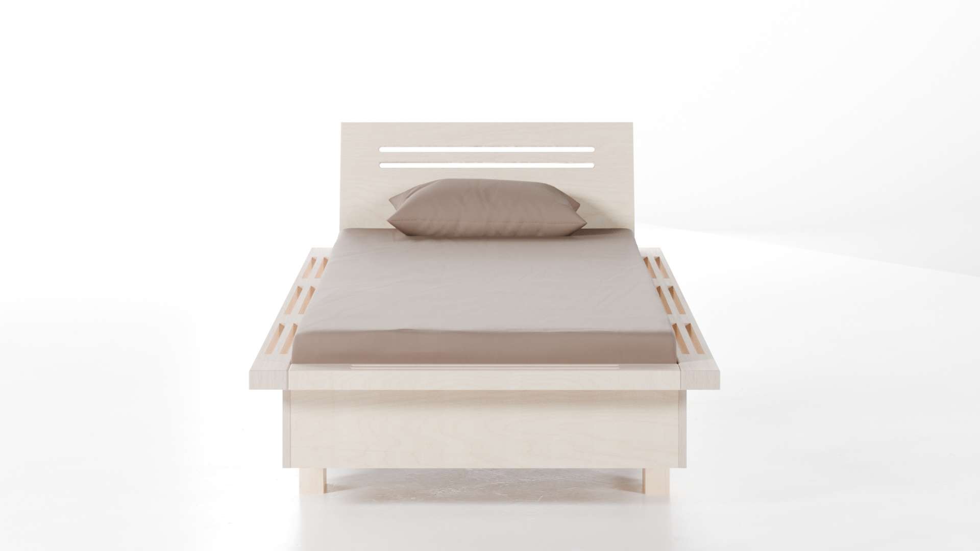 Bett Pagode Birke weiß lasiert 90x200 cm