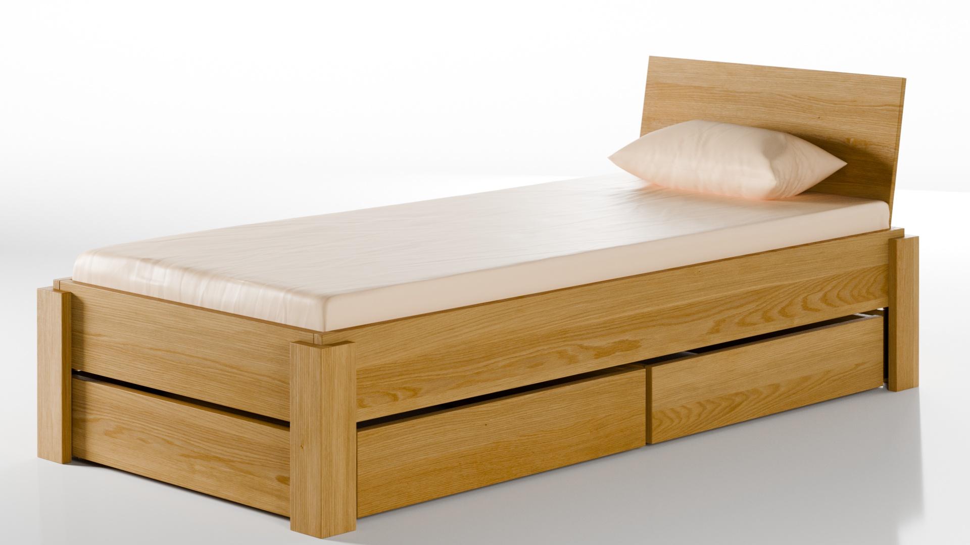 Stauraum Bett mit Bettkasten 90x200 cm Köln  Eiche Massivholz